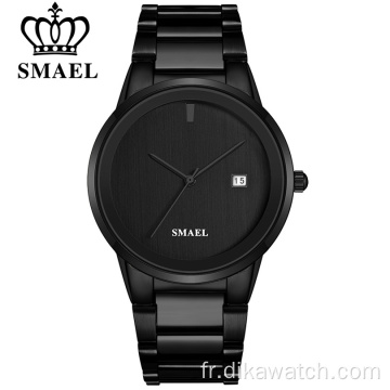 SMAEL Montres Hommes Marque De Luxe Simple Acier Inoxydable Noir